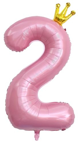 ASTARON Rosa Luftballon 2, 40 Zoll Zahl 2 Ballon für Geburtstag Party Dekoration, 2. Geburtstag Ballons mit Krone für Mädchen Party Dekoration