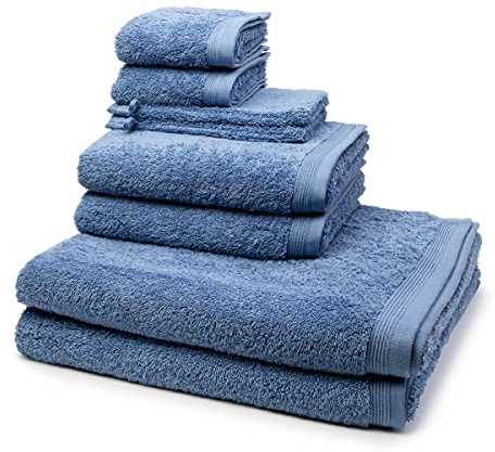 Möve - 8 teiliges Frottier-Set - Superwuschel (2 X Wasch- 2 X Gäste- 2 X Dusch- 2 X Handtuch im Set) - 520 g/m2 - Baumwolle - Walkfrottee - saugstark - weich und flauschig - Cornflower