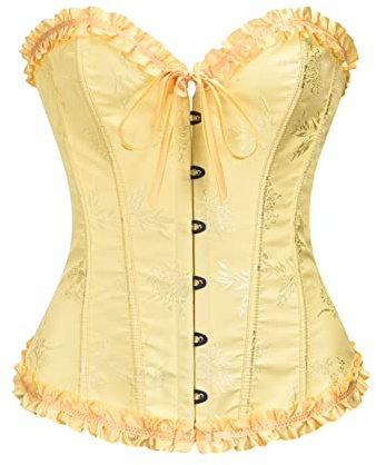 Vrapo Bustier Corsé Top para Mujer - Corset Overbust Encaje Cintura Cincher Shapewear Lencería