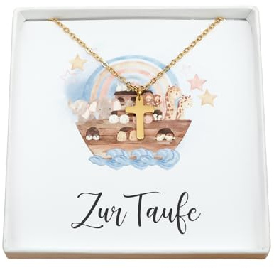 Personalisierte Kette mit Kreuz｜Geschenk zur Taufe Kommunion ｜Geschenk Patenkind｜Halskette Edelstahl｜ Kreuz Taufkette