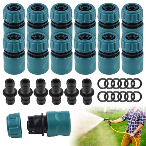Sporgo 12 pezzi connettori per tubi: 1/2 pollici doppio connettore tubo da giardino tubo in plastica set di accoppiamento tubo da giardino connettore rapido per tubo collegamento rubinetto attrezzi da