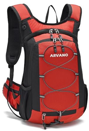 Arvano Lightweight Cycling Backpack Running Backpack With Insulated Compartment, Small Backpack for Hiking, Mountain Biking, Skiing, Rucksack Gift for Men Women (Red)