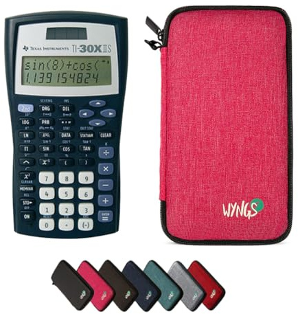 TI-30XIIS inkl. WYNGS Schutztasche Pink - Wissenschaftlicher Taschenrechner - Basic Set