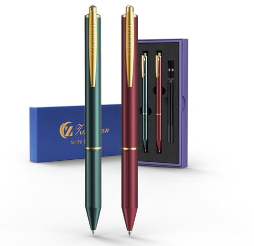 Zalantan pens for women Retractable Ballpoint Pens Fancy Nice pen Smooth Writing Archival Ink Leak-Proof - 2 Pens/Box with 2 Refills