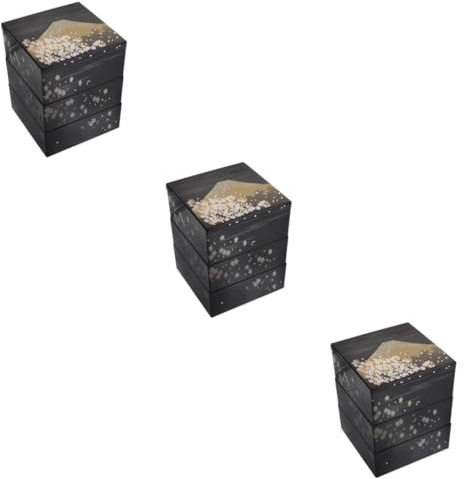 Amosfun 3pcs Japanese Style Sushi Mount Fuji Pattern Lunch Container for Adults Boys and Girls