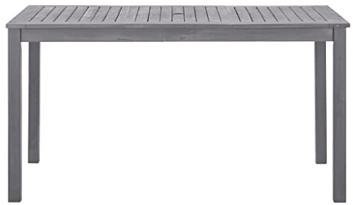 HETFTJN Kleiner Beistelltisch Balkontisch Klein Kleiner Tisch Outdoor Loungetisch Outdoor - Gartentisch Grau 140x80x74 cm Massivholz Akazie für Terrasse Aufenthaltsraum Speisesaal Balkon