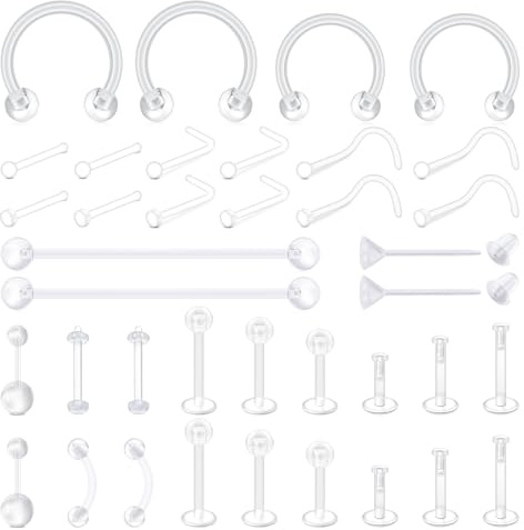 LAURITAMI Klare Piercing Retainer für Nasen Septum Lippen Zungen Nippel Bauchnabel Ohr Knorpel Piercing Hoops Plastik Piercing Platzhalter Schmuck für OP