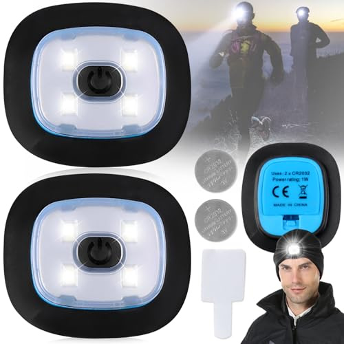 Benaton 2 Stück Led Clip Lampe, Licht Für Led Mütze, 3 Modi Kopflampe Kleinstirnlampe, Led Clip Outdoor Lampe, Mini Led Lauflichter, Kleinstirnlampe Für Jogger Camping Hundewandern(Mit 4 Batterien)