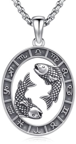 REDSUN stjärntecken halsband 925 sterlingsilver stjärnbild hänge 12 konstellation oxiderat halsband smycken för kvinnor och flickor, 26*221mm, ingen sten, Inga ädelstenar