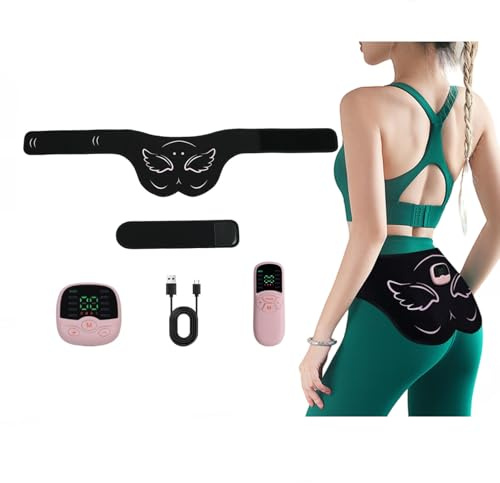 Zilynhom EMS-Hüfttrainer zum Po-Lifting, mit 10 Modi, 30 Intensitätsstufen, kabelloser Fernbedienung, verlängertem Gürtel, USB – Po-Massagegerät und ABS-Stimulator zur Körperformung