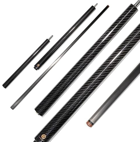 OKHEALING Billardqueue aus Kohlefaser, 12,9 mm, 1/3-Gelenk, handgefertigt, für schwarze acht und neun Bälle, 590-625 g (glänzend)