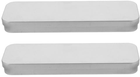 GRIRIW 2pcs Silver Tinplate Pencil Boxes Metal Pen Holders Multi-Functional Stationery Organizer for Students School Desk Storage