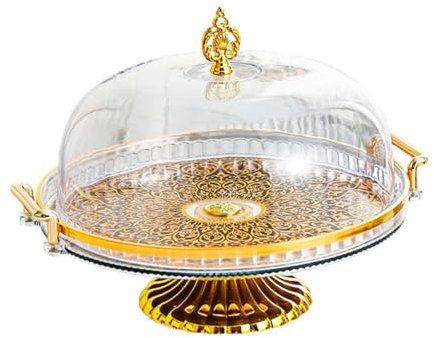 Baoblaze Cake Stand, Decorative Kitchen Platter with Lid, Footed Pastry Display Server, Desert Serving Plate for Cheese Cocktails, A