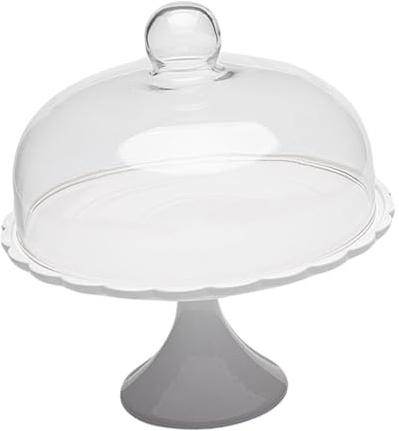 LAPYAPPE Glas Kuchenständer mit Abdeckung, Keramik, 1 Stück, Schlicht | Mehrzweck für Speisen und Snacks, Kreatives Design, Robuste Ausführung