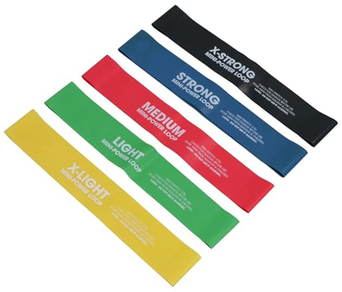 Lot de 5 bandes de résistance élastiques X-Light X-Strong pour yoga, gym, pilates