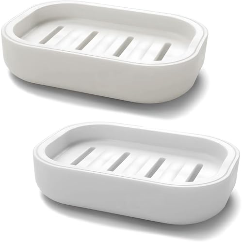 2pcs Plastic Soap Dish Holder with Drainage – Non-Slip Shower Soap Box for Bathroom & Kitchen
