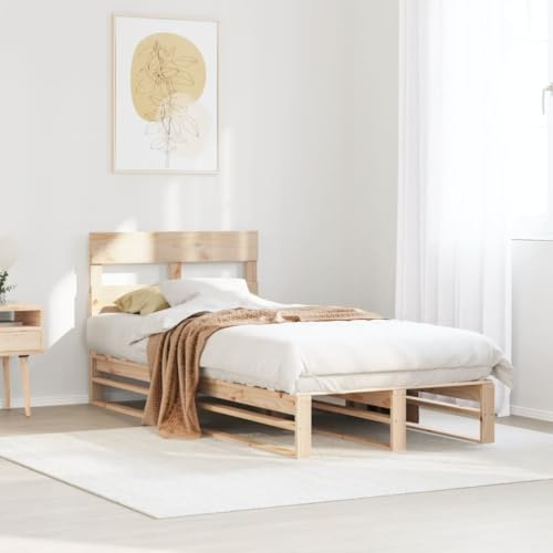 Qnhdfrt Massivholzbett Kiefer 90x200 cm Modernes Bettgestell mit Lattenrost Rustikales Design für Schlafzimmer Robust & Langlebig