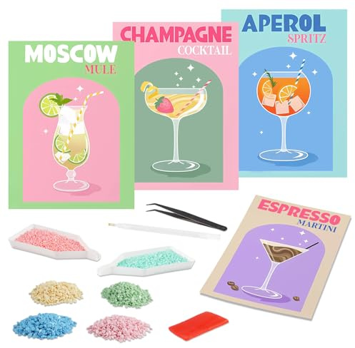 aupawdy Diamanten Malset für Erwachsene - 5D Diamond Painting Set, DIY Diamantbild zur Deko, 4 Stück 30×20 cm Diamanten Malsets mit Leinwandrahmen, Kristall-Diamanten Kunst