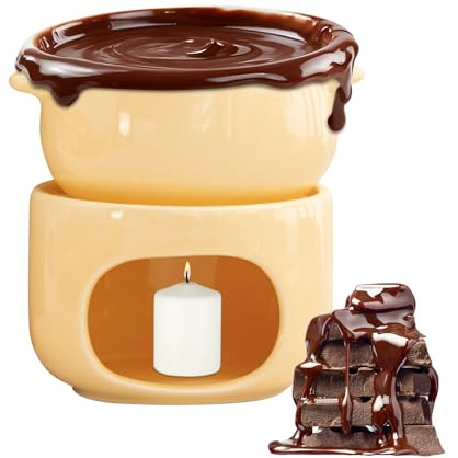 Byuexhper fonduta al Cioccolato | Vaso Antiaderente Resistente al Calore con fornello, per fondere Il Cioccolato con forchette | per Formaggio Marshmallow ammollo Burro Dessert Bevanda