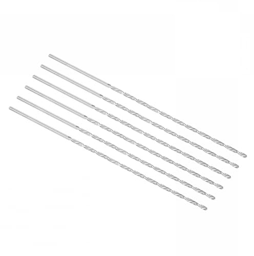 ROWORKX 6Pcs 3mm x 200mm Extra Long HSS Twist Drill Bits - Straight Shank Spiral Drill Bits for Wood, Metal, Aluminium, Plastic