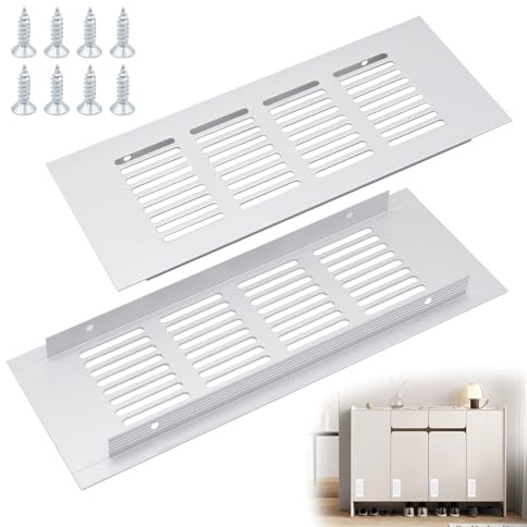 2 Pièces Grille Aeration Aluminium,200x80mm Grille D'aération Rectangulaire/Grilles Ventilation Rectangulaire avec Vis pour la Ventilation des Placards,Penderies et Armoires à Chaussures