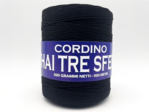 Filati italiani Cordino per Borse Swan black Prime, 500 Metri, 500g (nero - 270, 500g)