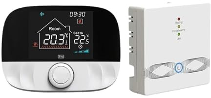 HIJYMNZPQ Termostato Inalámbrico WiFi Tuya For Caldera De Gas Inteligente con Controlador Temperatura Calefacción Y Receptor, Termorregulador Programable GeolocalizacióN(New Version(White))