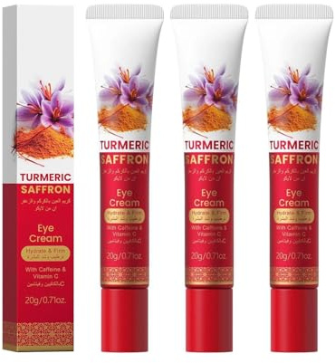 Kurkuma-Safran-Augencreme, gegen Tränensäcke, gegen Falten und Tränensäcke, mildert Augenringe und Schwellungen