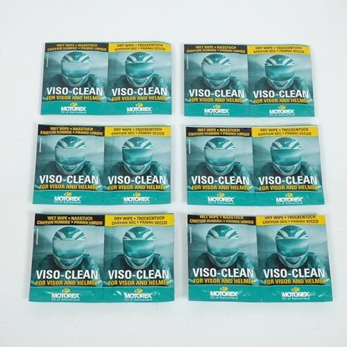 Motorex Viso-Clean - Set di 6 salviette per pulizia visiere e casco moto
