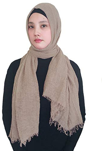Lina & Lily Damen Muslim Hijab Kopftuch Schal Crash Fringes in verschiedenen Farben