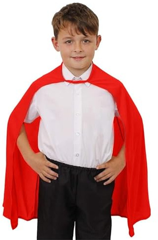 Barn röd superhjälte-cape halloween fin klänning kostym kostym tillbehör idealisk för komiska bokkaraktärer, super villor, bok vecka