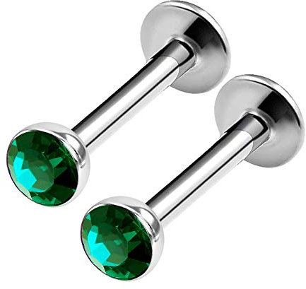 KJM FASHION 2 Stk Edelstahl Lippen 1.2mm - 5 8mm 5/16 3mm Halbe Kugel Tragus Vertical Labret Cartilage Lip Ohrringe Medusa Piercing Schmuck 0855