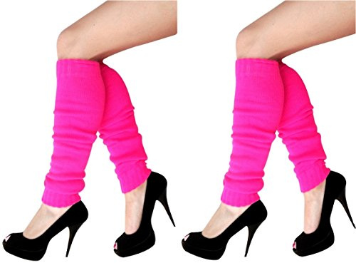 krautwear Damen 80er Jahre Outfit Schweißbänder Stirnband Set Beinstulpen Handschuhe Leggings Trashpop Pink