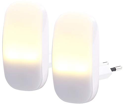 Lunartec Nachtlicht mit Stecker: 2 kompakte LED-Steckdosen-Nachtlichter, Dämmerungssensor, 1 lm, 0,25 W (mit Lichtsensor, Steckdose Sensor)