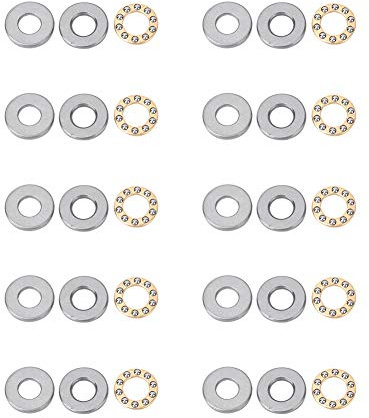Miniatyrlager 10-pack, axialkullager och nålsrullager F10-18M (10×18×5,5 mm), djupspårskullager för maskiner och elektriska verktyg – låg friktion, hög rotationshastighet