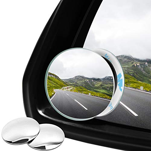 Bestgle 2Pcs Rotatif Voiture Angle Mort Miroir sans Cadre Rond 360°Rotate HD Verre Auto-adhésif Convexe Vue Arrière Voiture Côté Miroir Angle Mort Extérieur pour Véhicules, Moto, Camions et SUV