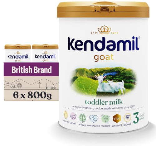 (6x800g) Kendamil Goat Toddler Milk, Stage 3 – British Made, Goat Whole Milk Formula – With HMOs, With A2, No Palm Oil, No Fish Oil, No SOYA, No GMOs