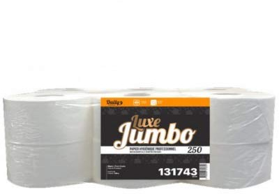 Delaisy Kargo Papier Toilette - Papier de Toilette en Gros - pq Toilette - Rouleaux de Papier hygiénique - Papier Hygiénique 3 Plis Pure Ouate Blanc - Jumbo Luxe 250 - Colis de 6 Rouleaux