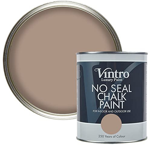 Vintro | No Seal Chalk Paint | Light Brown | Interior & Exterior Use | Furniture | Walls | Wood | Metal | 1 Litre (Cafe au lait)