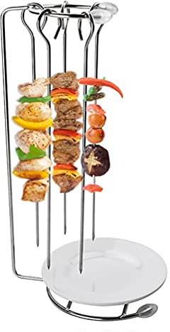 Yardwe 2 Juegos de brochetas Verticales de Acero Inoxidable de Acero Inoxidable Barbacoa Kabob Pinchos Rack Titular Vertical Barbacoa Parrilla Parrilla Parrilla Carne Saliva