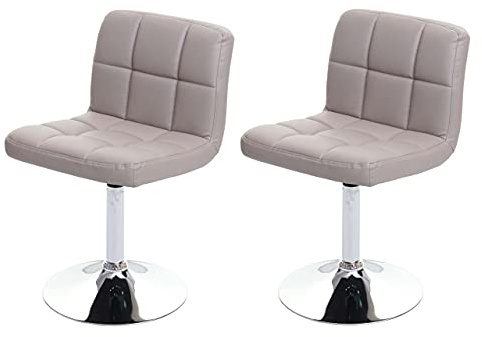 Mendler 2er-Set Esszimmerstuhl Kavala Kunstleder Chrom - Taupe-grau | Drehstuhl, Stuhl