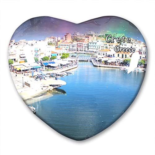 Kühlschrankmagnet, Motiv: Griechenland, Kreta, Kühlschrank, Aufkleber, Kollektion, dekorativer Magnet, Reise-Souvenir, Herzform, Kristallglas