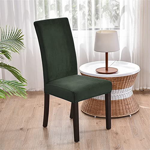 Morbuy Samt Stuhlhussen Set Stretch Stuhlbezug für Esszimmerstühle, Einfarbig Velvet Waschbarer Stuhlhussen Schwingstühle Stuhlüberzug für Haus Hotel Hochzeit Partys (6er Set,Grün)