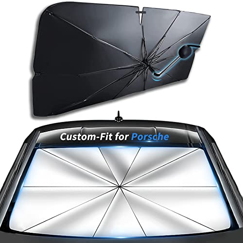 Sawuaa Windshield Sun Shade Umbrella, 360°Rotation Bendable Car Umbrella Sunshade Cover UV Block, Foldable Design for Passenger Car (Porsche 911)