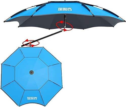 LUVADU ZCX großer Angelschirm Doppelschicht Angelschirm Regenschutz Sonnenschutz Wärmedämmung Multifunktional Einstellbar Angeln Regenschirm Tragbarer Angelschirm, Schwarz , 2.0m