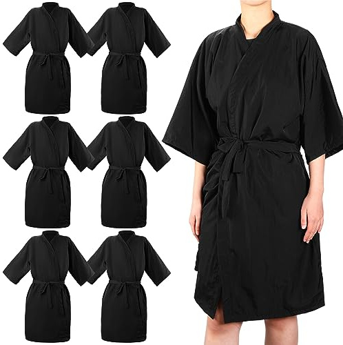 Toulite 6 Pieces Salon Robes Smock for Clients Haircut Cape Hair Salon Client Gown Cape for Women,40 Inches Long (No Pocket)