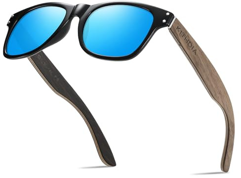 KITHDIA Holz Sonnenbrillen Polarisierte Sonnenbrille,Herren Damen Polarisierte holz brille,Polarisierende Brillengläser mit UV400-Schutz S8001