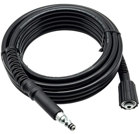 M&M Smartek Hochdruckschlauch 12m für Parkside, M22x1,5 mit 15mm Nippel | Mit M22-Handverschraubung, 15mm Parkside-Nippel und Knickschutz; ausgelegt für bis zu 160 bar und 40 °C im Einsatz.