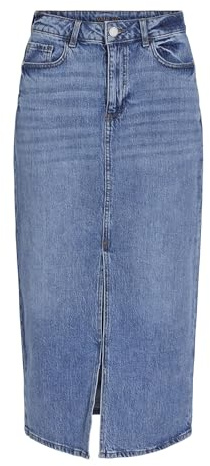 Vila Falda Vaquera para Mujer VIJAF Midi, Medium Blue Denim/Detail:Wash Mbd-011, 44