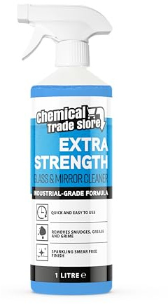 Chemical Trade Store - Glass & Mirror Cleaner 1L - Streak-Free Glass Cleaner for Windows, Mirrors & Smooth Surfaces - Fast-Drying, No-Residue, Suitable on Tints, Ideal for Home, Office, Commercial Use